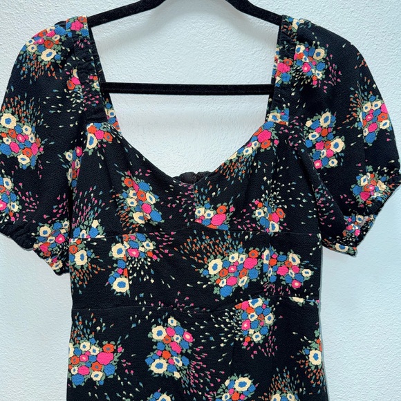 Anthropologie Black and Multicolor Floral Midi Dress - Size 6 - Picture 3 of 11